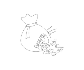 Cartoon halloween bag black and white clipart