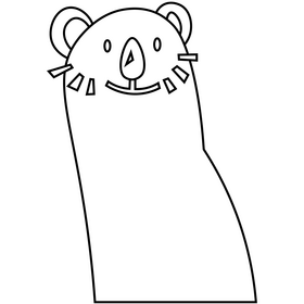 Cute otter cartoon black and white clipart
