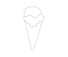 Chocolate glazed ice cream cone black and white clipart