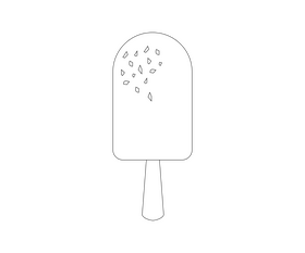 Cartoon chocolate ice cream on a stick black and white clipart