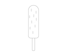 Cartoon fruit ice cream black and white clipart