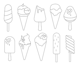Sweet ice cream black and white vector