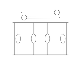Cartoon drum with drumsticks black and white clipart