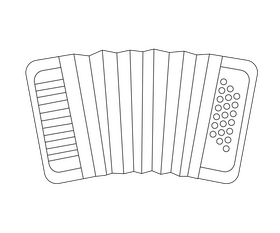Music instrument accordion cartoon black and white clipart