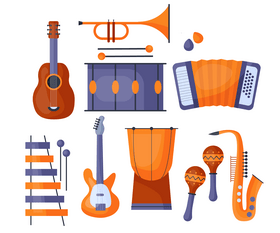 Cartoon musical instruments vector