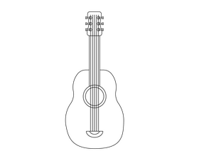 Acoustic guitar black and white clipart