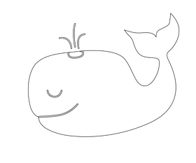 Cartoon whale black and white clipart