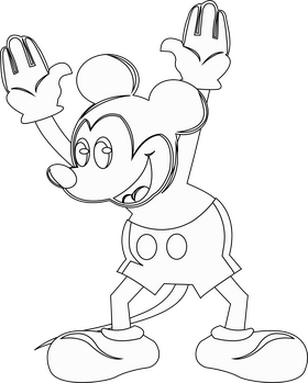 Cartoon mickey mouse black and white clipart