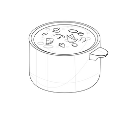 Russian borscht in caldron pot black and white clipart