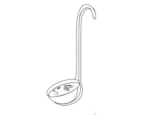 Borscht in scoop black and white clipart
