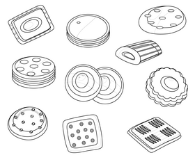 Biscuits black and white vector