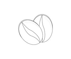 Cartoon coffee beans black and white clipart