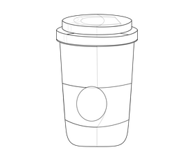 Take away coffee cup black and white clipart