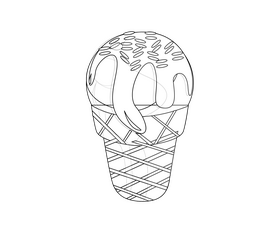 Orange ice cream in waffle black and white clipart