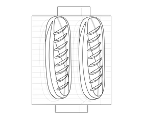 Bread on cutting board black and white clipart