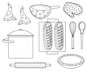 Kitchenware black and white vector