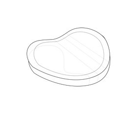 Cartoon raw steak meat black and white clipart