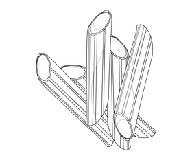 Cartoon rigatoni pasta black and white clipart