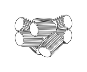 Pipe rigate pasta black and white clipart