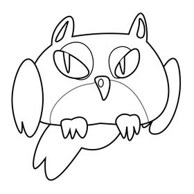 Owl sitting black and white clipart