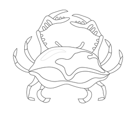 Crab cartoon black and white clipart