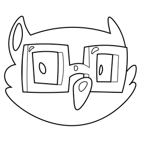 Owl with glasses cartoon black and white clipart