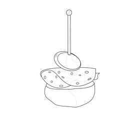 Snack skewer with salami black and white clipart