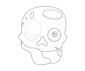 Zombie cartoon black and white clipart