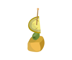 Cheese and olive skewer clipart