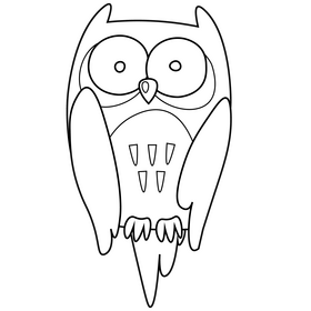Owl drawing black and white clipart