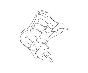 Cartoon zombie teeth black and white clipart