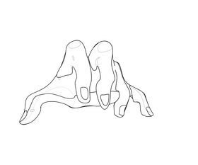 Zombie hand cartoon black and white clipart