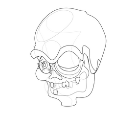 Free zombie skull black and white clipart