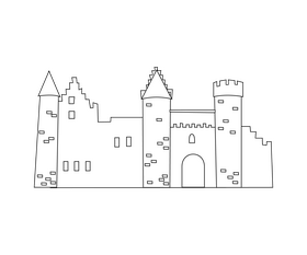 Het Steen castle cartoon, Belgium black and white clipart