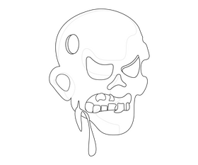 Zombie skull black and white clipart