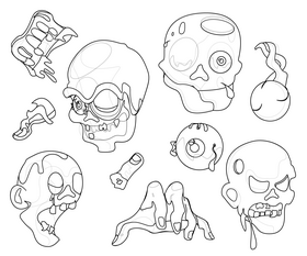 Zombie black and white vector