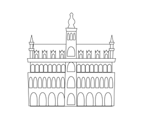 King’s House, Brussels, Belgium illustration black and white clipart
