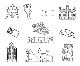 Belgium icons black and white vector