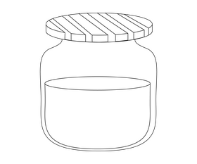 Glass jar of jam black and white clipart