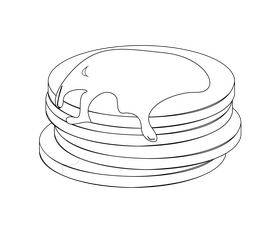 Cartoon pancakes with raspberry jam black and white clipart