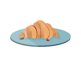 Croissant on plate cartoon clipart