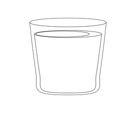 Milk in a glass cartoon black and white clipart