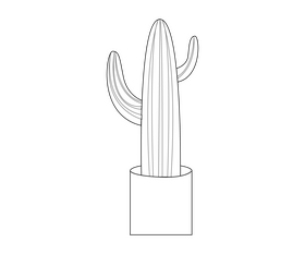 Cactus cartoon black and white clipart
