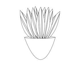 Aloe vera cactus black and white clipart