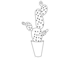 Free cactus in a pot black and white clipart