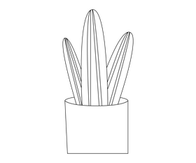 Cactus drawing black and white clipart