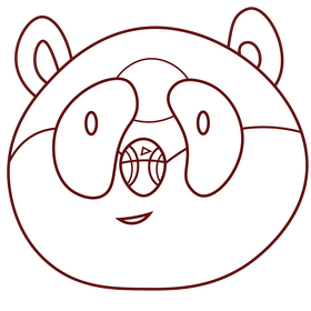 Panda head black and white clipart