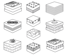 Mini rectangle cakes black and white vector