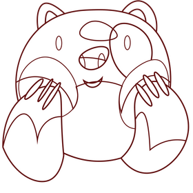 Cute panda cheeks black and white clipart