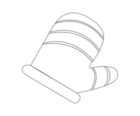 Cartoon Christmas glove black and white clipart